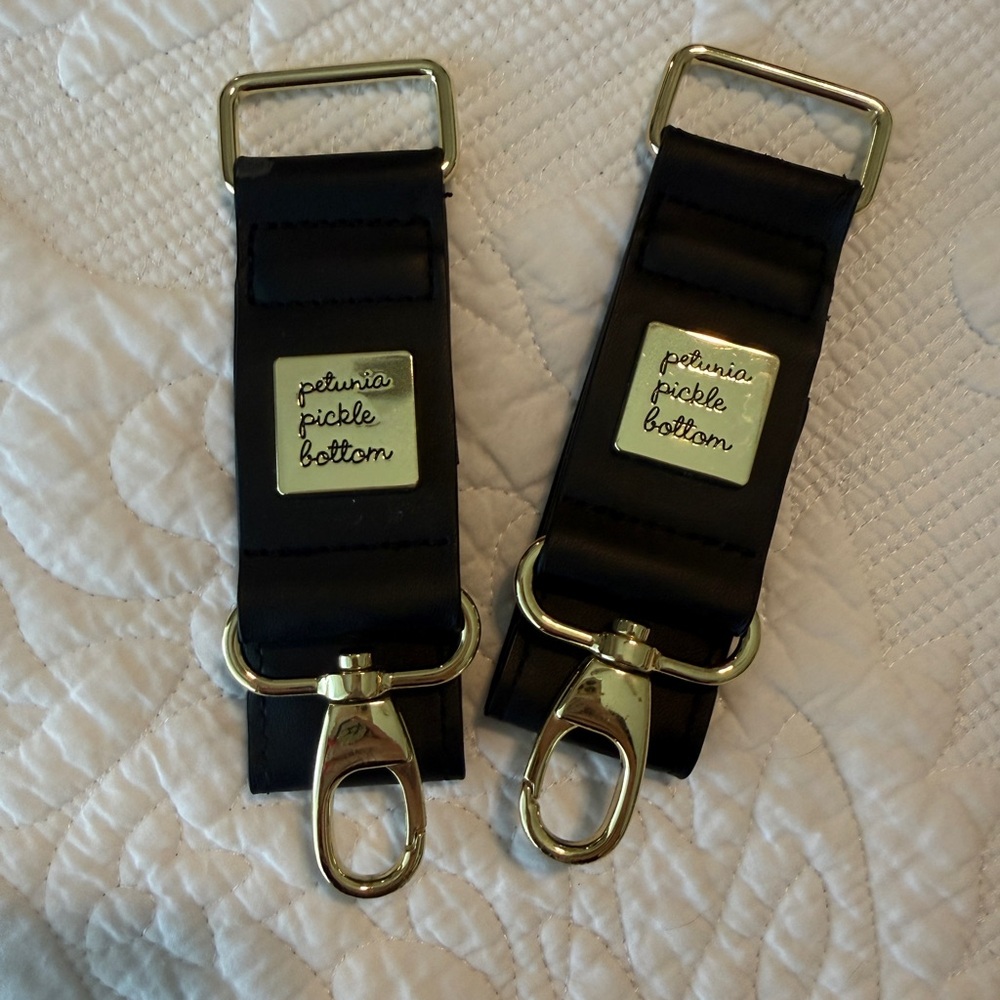 Petunia Pickle Bottom Valet Stroller Clips in Black Matte Leatherette